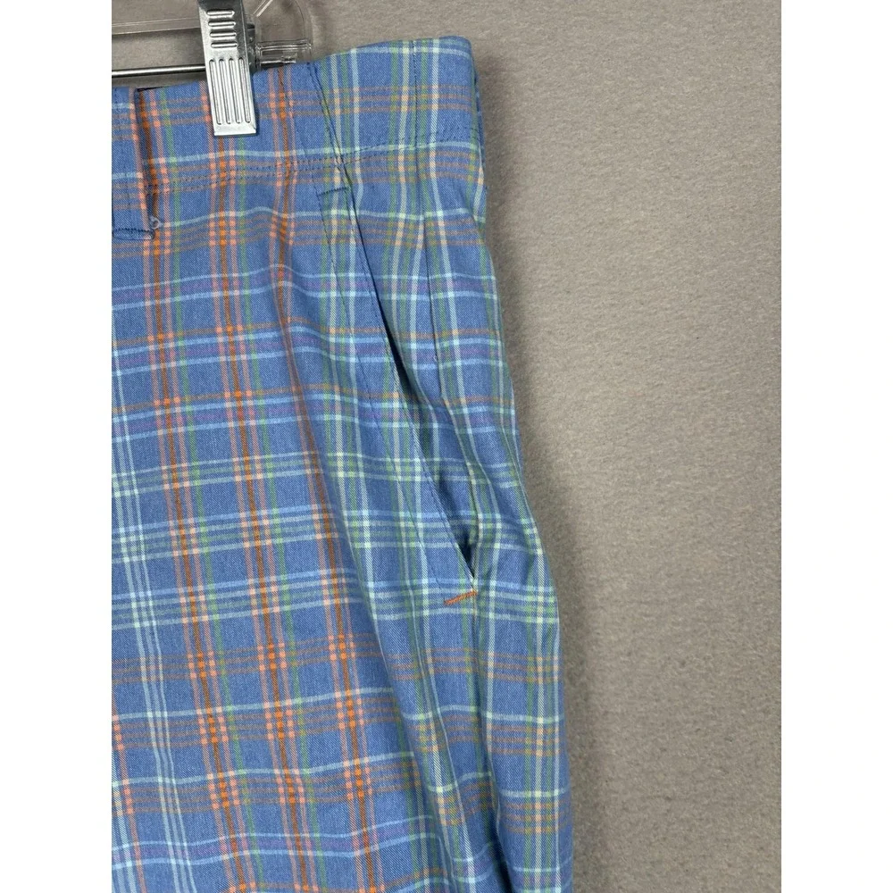 Tommy Bahama On Par La Vida Check Shorts Mens 38 Blue Plaid Chino 9 Inseam